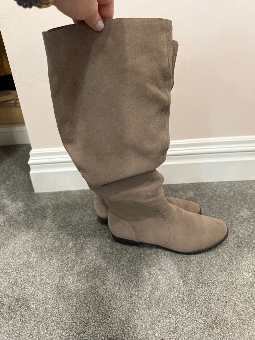 Steve madden Taupe Suede Knee-High Flat Boots - Women